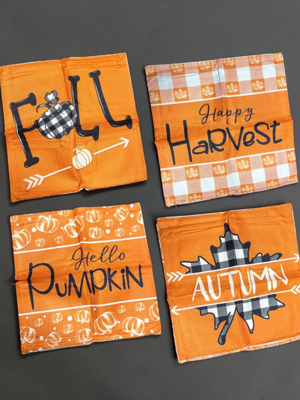 Fall Pillow Covers 18x18 Set of 4 Pumpkin Harvest Autumn Thanksgiving Decor